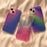 For iPhone 14 Plus Anti-scratch Hard PC + TPU Phone Cover Wave Texture Phone Case - Gradient Green / Pink / Purple - 7