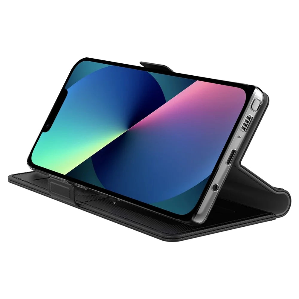 For iPhone 13 6.1 inch Makeup Mirror Anti-scratch Phone Case with Card Slot PU Leather+TPU Magnetic Closure Full Protection Phone Cover - Black - 2