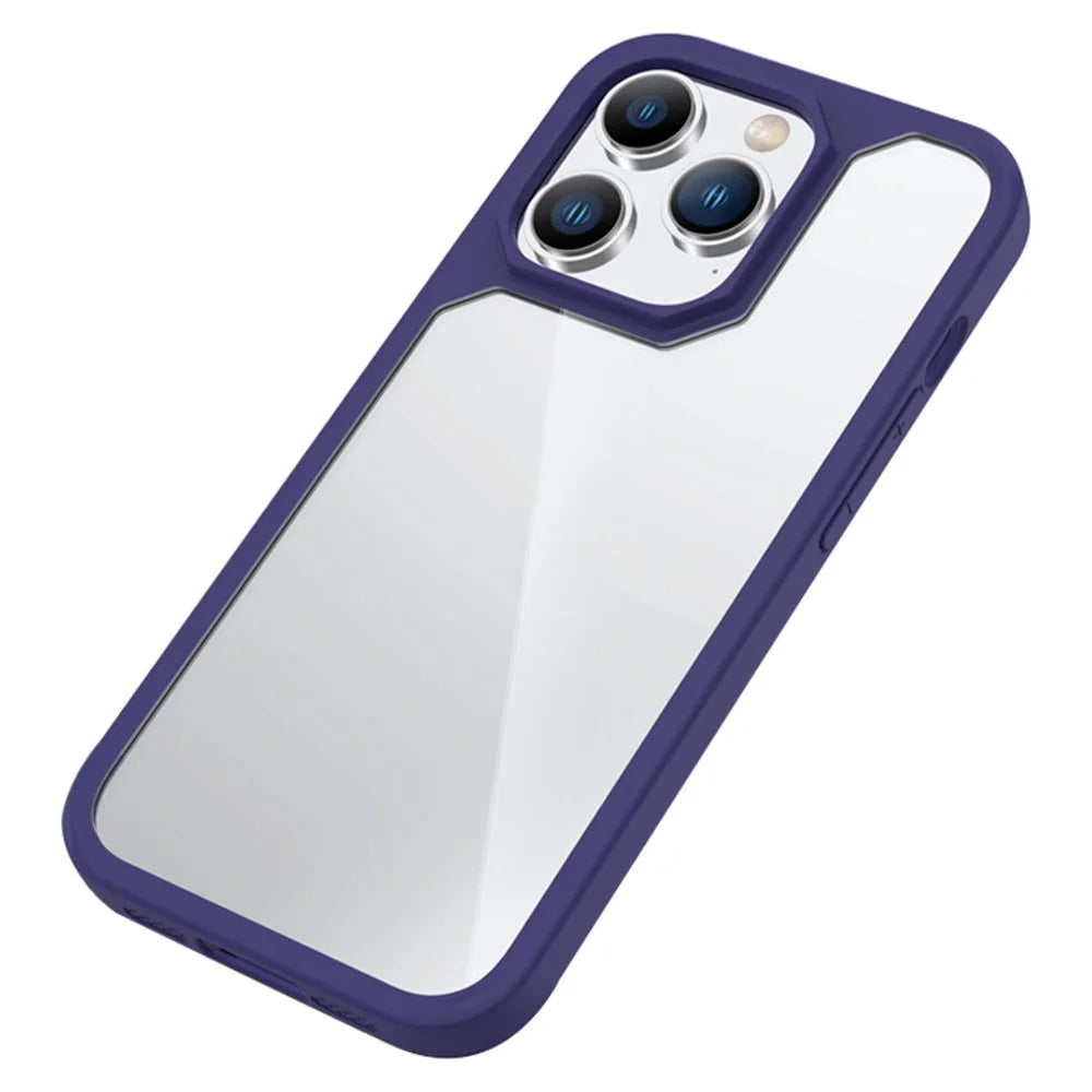 For iPhone 14 Pro Max 6.7 inch Push-pull Dust Plug Phone Case Anti-fingerprint Matte TPU + Acrylic Hybrid Phone Back Shell - Sapphire - 1