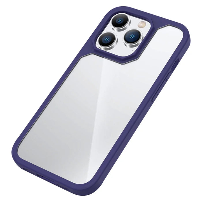 For iPhone 14 Pro Max 6.7 inch Push-pull Dust Plug Phone Case Anti-fingerprint Matte TPU + Acrylic Hybrid Phone Back Shell - Sapphire - 1