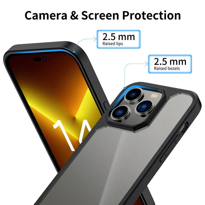 For iPhone 14 Pro Max 6.7 inch Push-pull Dust Plug Phone Case Anti-fingerprint Matte TPU + Acrylic Hybrid Phone Back Shell - Sapphire - 3
