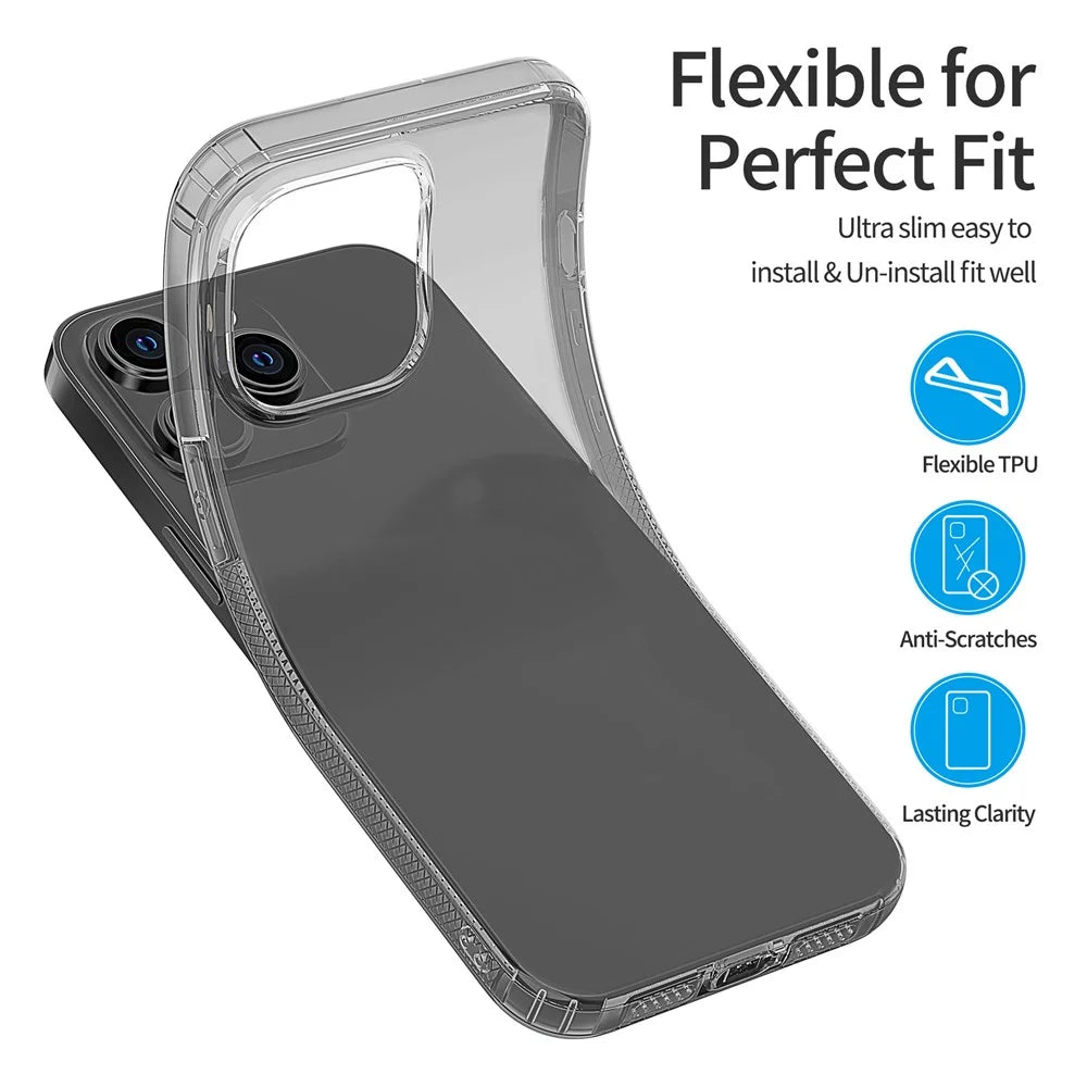 For iPhone 14 6.1 inch Anti-dust Soft TPU Back Cover Anti-scratch Phone Case with Airbag Protection - Transparent Black - 6