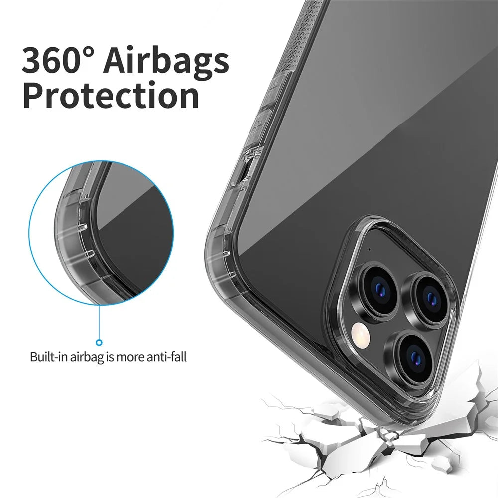 For iPhone 14 Pro Max 6.7 inch Crystal Clear Soft TPU Back Cover Drop-proof Phone Case with Airbag Protection - Transparent Black - 4