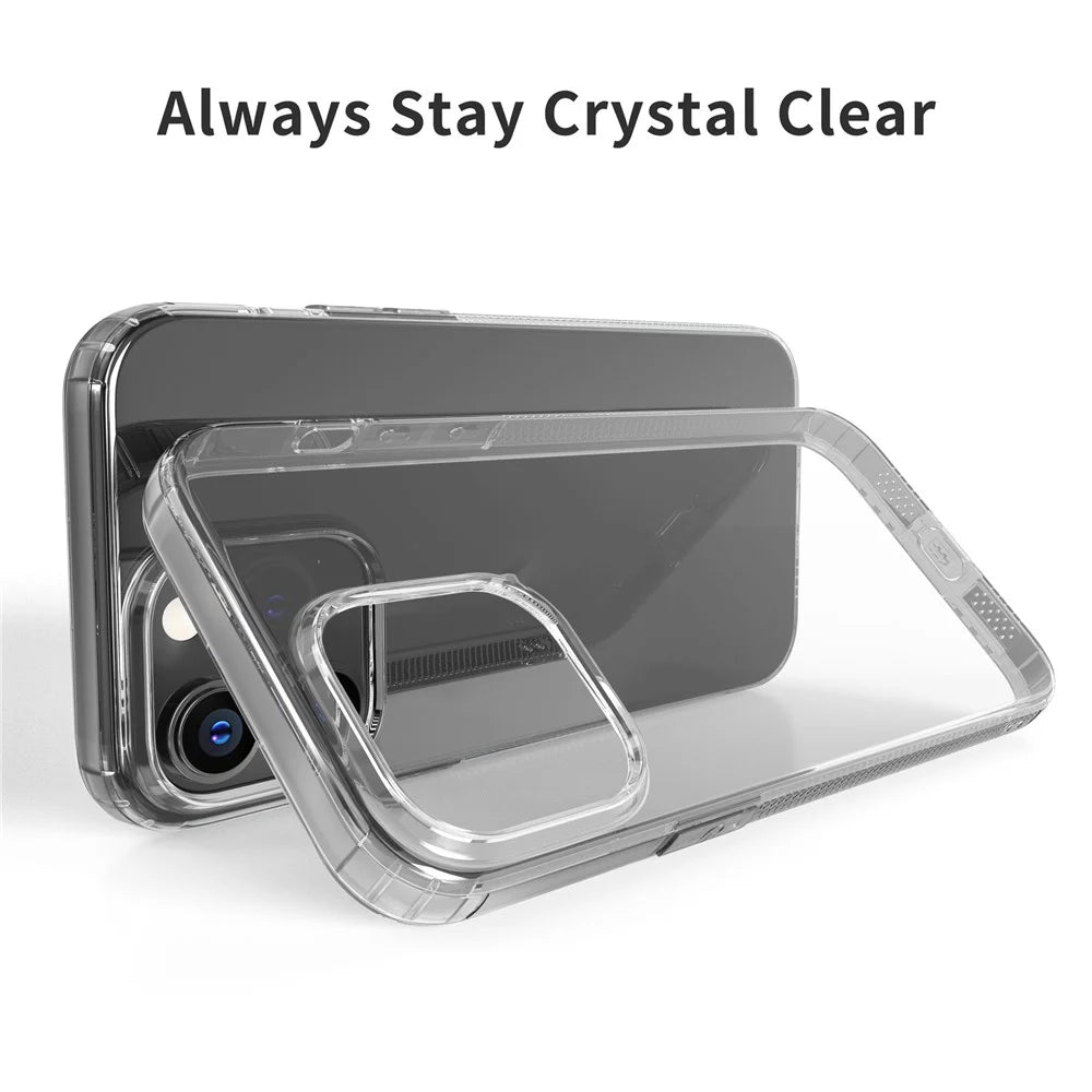 For iPhone 14 Pro Max 6.7 inch Crystal Clear Soft TPU Back Cover Drop-proof Phone Case with Airbag Protection - Transparent Black - 7