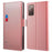 For Samsung Galaxy S20 FE / S20 FE 5G / S20 FE 2022 / S20 Lite Mirror Function PU Leather Stand Card Holder Case Magnetic Clasp Phone Cover - Rose Gold - 1