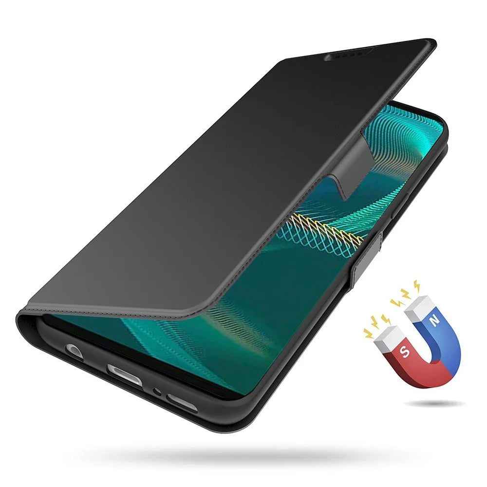For Sony Xperia 5 III 5G PU Leather Phone Case Card Slot Magnetic Closure Stand Flip Cover - Black - 4