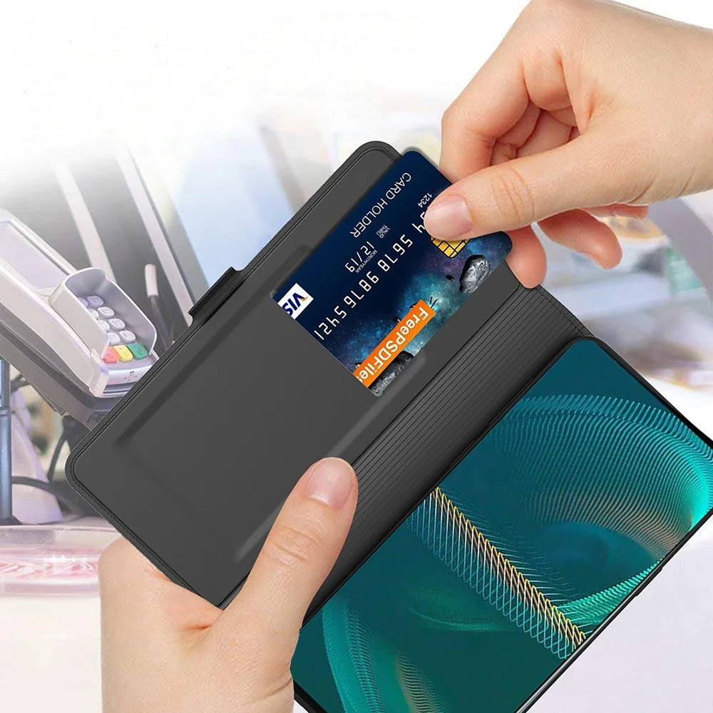 For Sony Xperia 5 III 5G PU Leather Phone Case Card Slot Magnetic Closure Stand Flip Cover - Black - 5