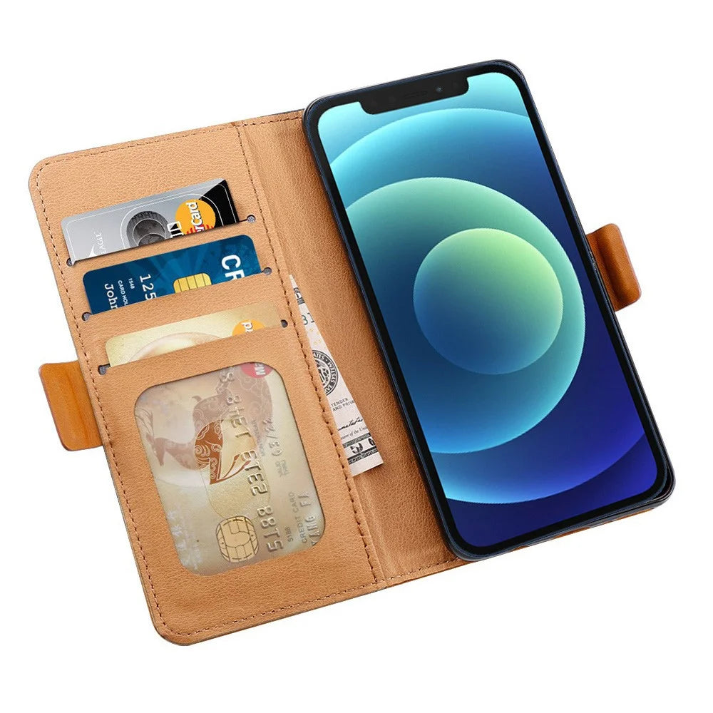 For iPhone 12 / 12 Pro 6.1 inch Magnetic Closure Color Splicing Phone Case Flip Wallet Stand PU Leather + TPU Protective Cover - Blue - 2