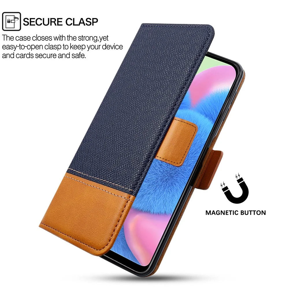 For iPhone 12 / 12 Pro 6.1 inch Magnetic Closure Color Splicing Phone Case Flip Wallet Stand PU Leather + TPU Protective Cover - Blue - 4