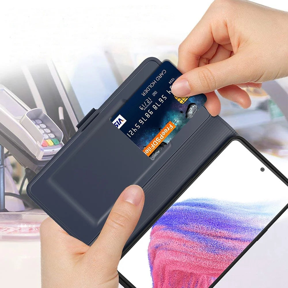 For Samsung Galaxy A23 5G (Global Version) / 4G PU Leather Stand Case Card Slot Design Magnetic Closure Shockproof Flip Folio Book Phone  Cover - Blue - 5