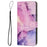For iPhone 6 / 7 / 8 4.7 inch / SE (2020) / (2022) PU Leather Stand Case Marble Pattern Printing Magnetic Clasp Phone Wallet Cover with Strap - Purple - 7