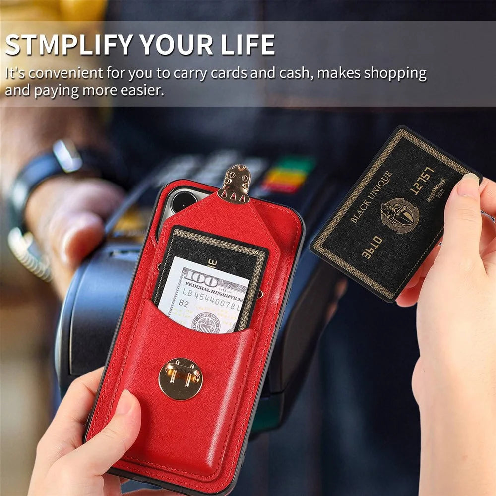 For iPhone 14 Pro Max 6.7 inch Phone Pouch Shoulder Bag Anti-scratch PU Leather+TPU Kickstand Phone Case - Red - 5