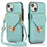 For iPhone 14 Plus Dustproof PU Leather+TPU Anti-scratch Phone Cover Kickstand Phone Case with Shoulder Strap - Green - 1