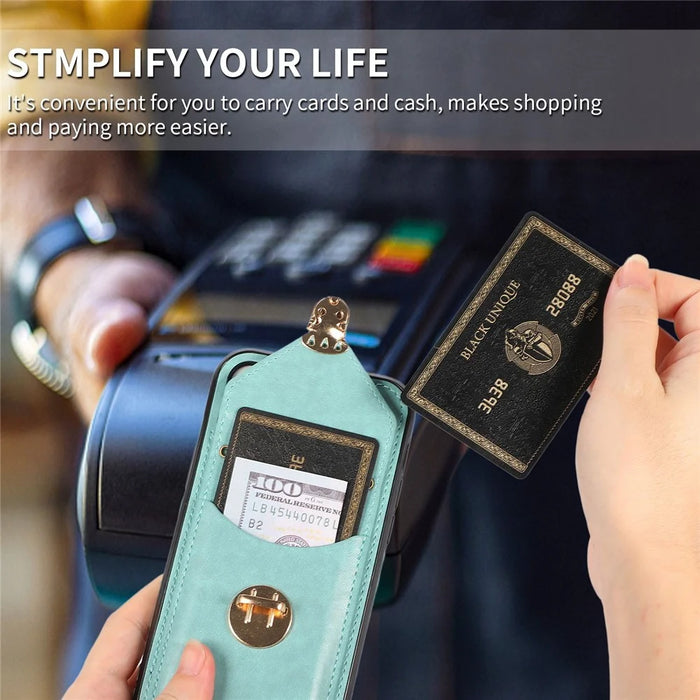 For iPhone 14 Plus Dustproof PU Leather+TPU Anti-scratch Phone Cover Kickstand Phone Case with Shoulder Strap - Green - 5