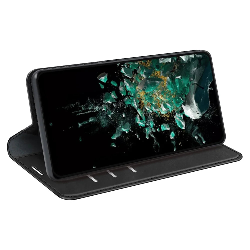 For OnePlus Ace Pro 5G / 10T 5G Skin-touch Feeling PU Leather Case Magnetic Auto-absorbed Stand Wallet Folio Flip Phone Cover - Black - 3