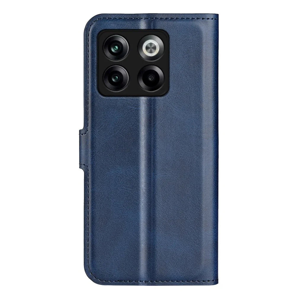 For OnePlus Ace Pro 5G / 10T 5G Square Magnetic Clasp Folio Flip Textured PU Leather Cover Inner TPU Phone Case with Wallet Stand - Blue - 6