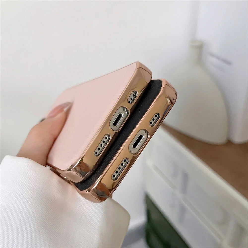 Back Cover for iPhone 13 6.1 inch, Genuine Cowhide Leather+TPU Electroplating Protective Phone Case - Green - 6