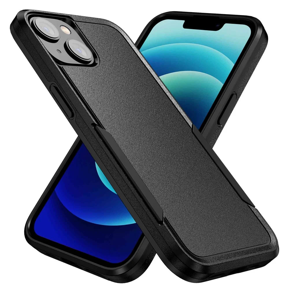 Shockproof Case for iPhone 14 6.1 inch, PC + TPU Phone Cover Anti-drop Back Protector Case - Black - 1