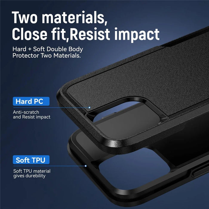 Shockproof Case for iPhone 14 6.1 inch, PC + TPU Phone Cover Anti-drop Back Protector Case - Black - 3