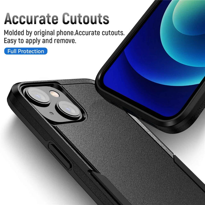 Shockproof Case for iPhone 14 6.1 inch, PC + TPU Phone Cover Anti-drop Back Protector Case - Black - 6