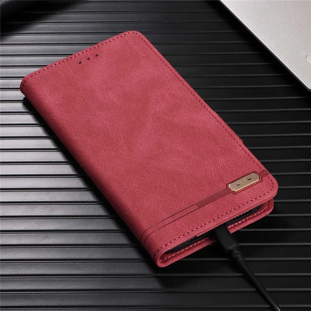 Hardware Decor Phone Case for Asus Zenfone 9 5G, Dual Magnetic Clasp PU Leather Anti-drop Wallet Stand Phone Cover - Rose - 6