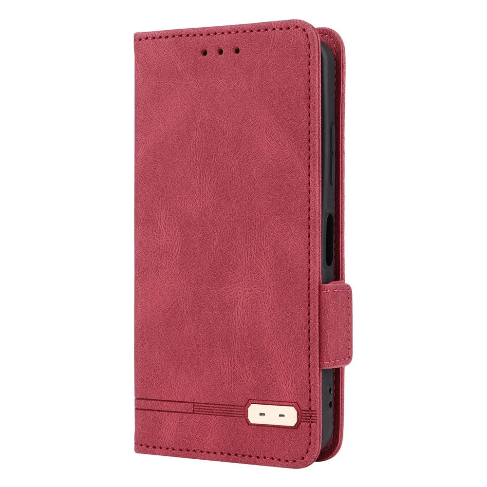 Hardware Decor Phone Case for Asus Zenfone 9 5G, Dual Magnetic Clasp PU Leather Anti-drop Wallet Stand Phone Cover - Rose - 7