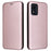 For Alcatel 1B (2022) Carbon Fiber Texture Smartphone Case PU Leather Magnetic Auto-absorbed Stand Card Holder Function Shockproof Phone Shell - Rose Gold - 1