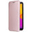 For Alcatel 1B (2022) Carbon Fiber Texture Smartphone Case PU Leather Magnetic Auto-absorbed Stand Card Holder Function Shockproof Phone Shell - Rose Gold - 7