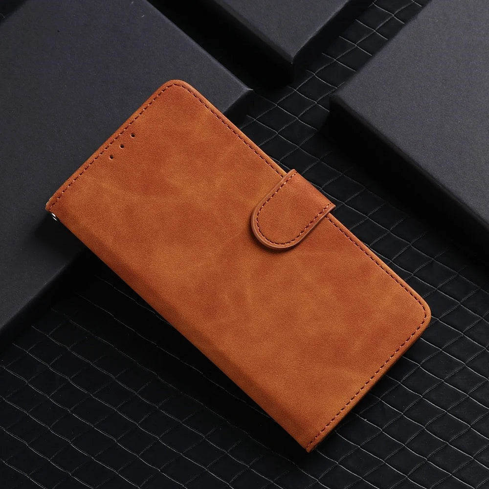 For T-Mobile Revvl 6 Pro 5G Shock Absorbing PU Leather Wallet Case Stand Skin-touch Feeling Magnetic Flip Protective Phone Cover - Brown - 4