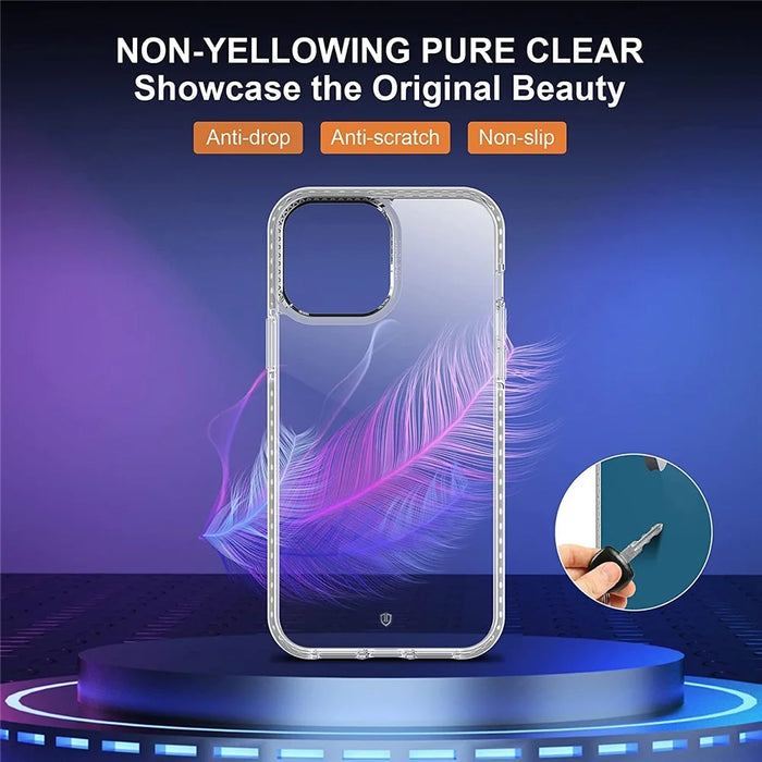 Clear Phone Case for iPhone 14 6.1 inch, Acrylic + TPU Anti-drop Cover with Tempered Glass Screen Protector - 2