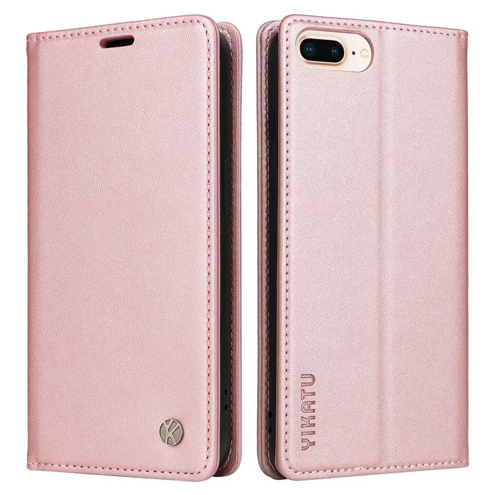 YIKATU YK- 001 Phone Wallet Case for iPhone 6 Plus / 7 Plus / 8 Plus 5.5 inch, Anti-fall Phone Shell Magnetic Closure Flip Leather Cover Stand - Rose Gold - 1