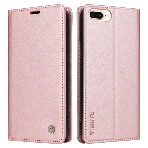 YIKATU YK- 001 Phone Wallet Case for iPhone 6 Plus / 7 Plus / 8 Plus 5.5 inch, Anti-fall Phone Shell Magnetic Closure Flip Leather Cover Stand - Rose Gold - 1