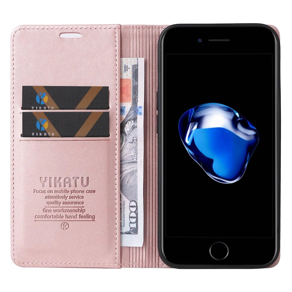YIKATU YK- 001 Phone Wallet Case for iPhone 6 Plus / 7 Plus / 8 Plus 5.5 inch, Anti-fall Phone Shell Magnetic Closure Flip Leather Cover Stand - Rose Gold - 2