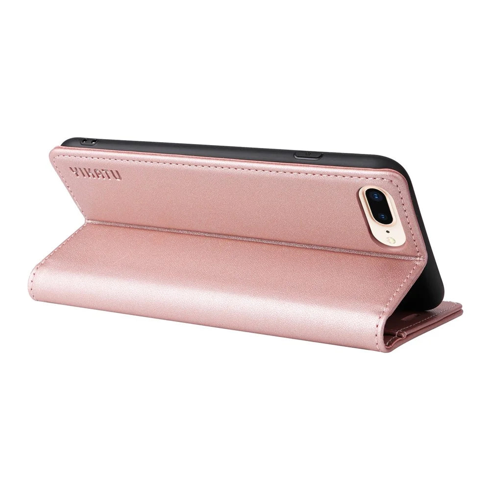 YIKATU YK- 001 Phone Wallet Case for iPhone 6 Plus / 7 Plus / 8 Plus 5.5 inch, Anti-fall Phone Shell Magnetic Closure Flip Leather Cover Stand - Rose Gold - 3
