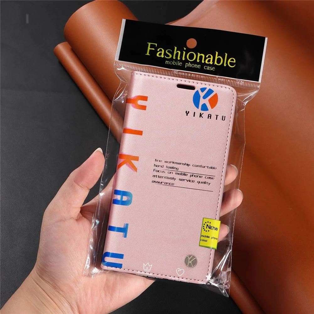 YIKATU YK- 001 Phone Wallet Case for iPhone 6 Plus / 7 Plus / 8 Plus 5.5 inch, Anti-fall Phone Shell Magnetic Closure Flip Leather Cover Stand - Rose Gold - 5