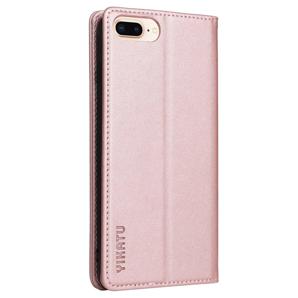 YIKATU YK- 001 Phone Wallet Case for iPhone 6 Plus / 7 Plus / 8 Plus 5.5 inch, Anti-fall Phone Shell Magnetic Closure Flip Leather Cover Stand - Rose Gold - 7