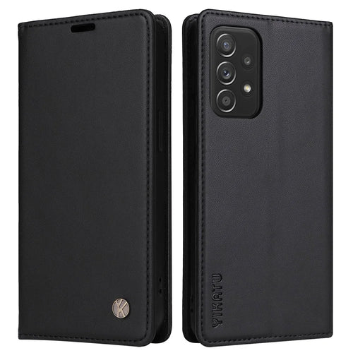 YIKATU Phone Case for Samsung Galaxy A23 5G (Global Version) / 4G / F23 5G / M23 5G / M13 4G, YK- 001 Magnetic Closure Stand Phone Flip Leather Wallet Cover - Black - 1