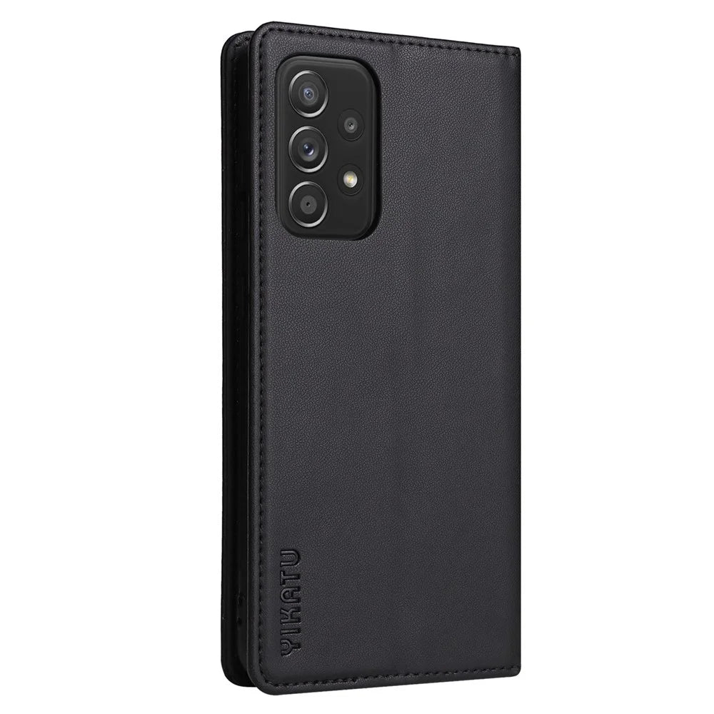 YIKATU Phone Case for Samsung Galaxy A23 5G (Global Version) / 4G / F23 5G / M23 5G / M13 4G, YK- 001 Magnetic Closure Stand Phone Flip Leather Wallet Cover - Black - 7