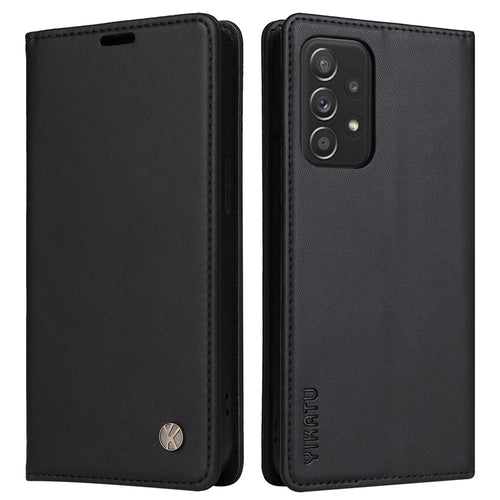YIKATU YK- 001 for Samsung Galaxy A32 4G (EU Version), Full Protection PU Leather Phone Wallet Case Stand Magnetic Closure Protective Anti-wear Flip Cover - Black - 1