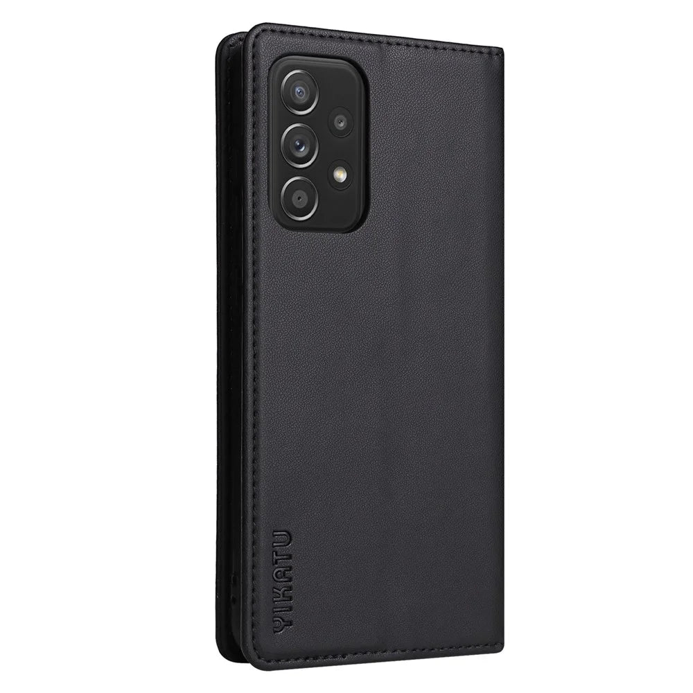 YIKATU YK- 001 for Samsung Galaxy A32 4G (EU Version), Full Protection PU Leather Phone Wallet Case Stand Magnetic Closure Protective Anti-wear Flip Cover - Black - 7