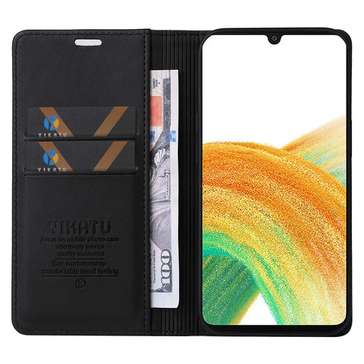 YIKATU YK- 001 for Samsung Galaxy A33 5G, Drop-proof Phone Flip Leather Case Magnetic Closure Phone Cover Wallet Stand - Black - 2