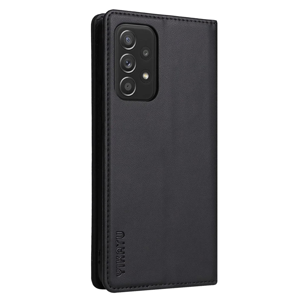 YIKATU YK- 001 for Samsung Galaxy A33 5G, Drop-proof Phone Flip Leather Case Magnetic Closure Phone Cover Wallet Stand - Black - 7