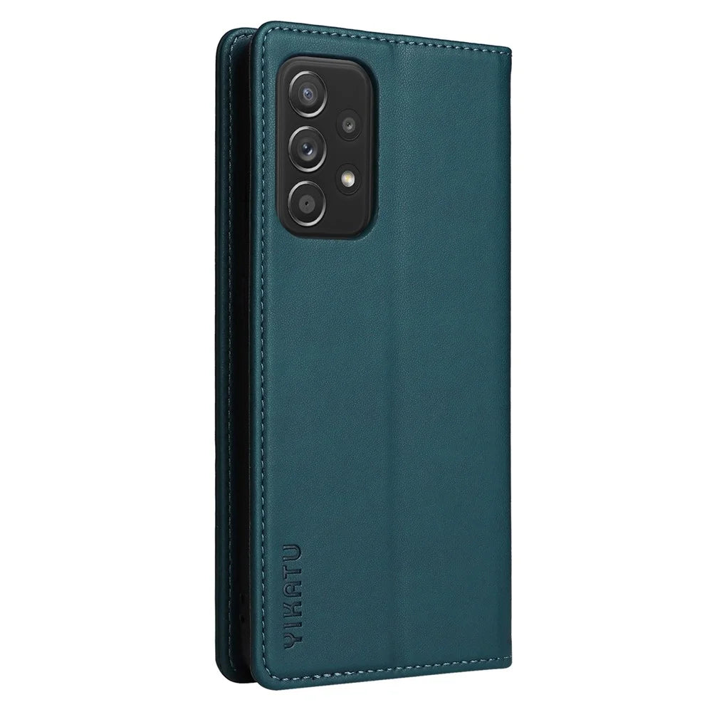 YIKATU YK- 001 for Samsung Galaxy A32 5G / M32 5G PU Leather Wallet Stand Case Auto Closure Magnetic Anti-drop Phone Cover - Green - 7