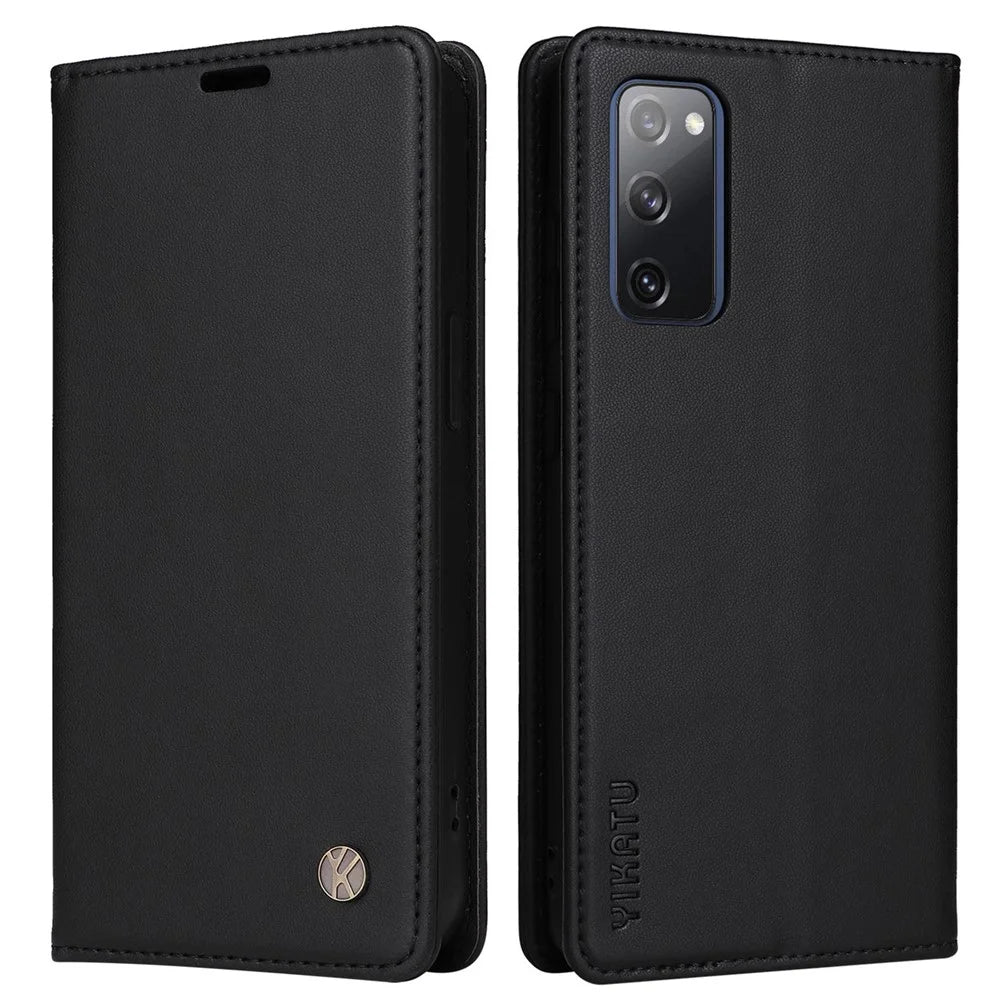 YIKATU YK- 001 for Samsung Galaxy S20 FE / S20 FE 5G / S20 FE 2022 / S20 Lite PU Leather Anti-scratch Case Phone Wallet Stand Cover - Black - 1