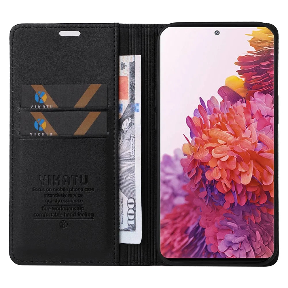 YIKATU YK- 001 for Samsung Galaxy S20 FE / S20 FE 5G / S20 FE 2022 / S20 Lite PU Leather Anti-scratch Case Phone Wallet Stand Cover - Black - 2