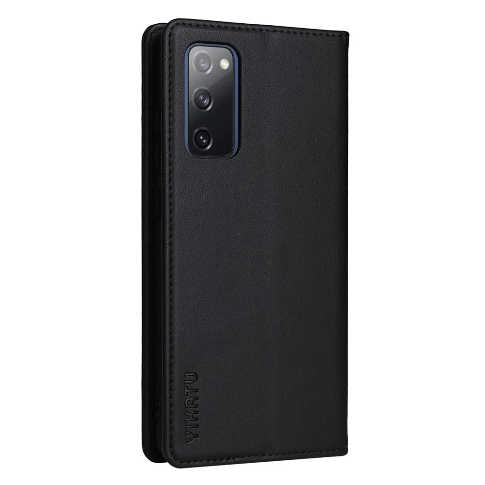 YIKATU YK- 001 for Samsung Galaxy S20 FE / S20 FE 5G / S20 FE 2022 / S20 Lite PU Leather Anti-scratch Case Phone Wallet Stand Cover - Black - 7