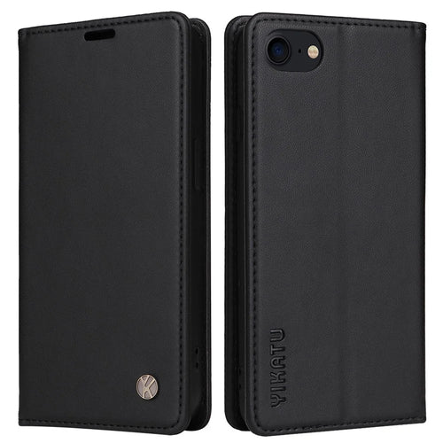 YIKATU YK- 001 for iPhone 6 / 7 / 8 4.7 inch / SE (2020) / (2022) Magnetic Auto Closing Leather Case Wallet Stand Anti-scratch Phone Cover - Black - 1