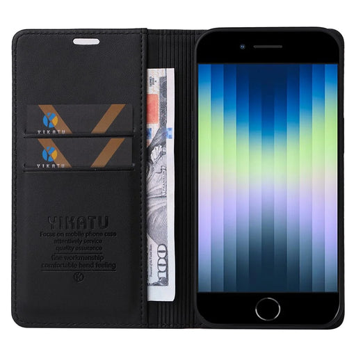 YIKATU YK- 001 for iPhone 6 / 7 / 8 4.7 inch / SE (2020) / (2022) Magnetic Auto Closing Leather Case Wallet Stand Anti-scratch Phone Cover - Black - 2