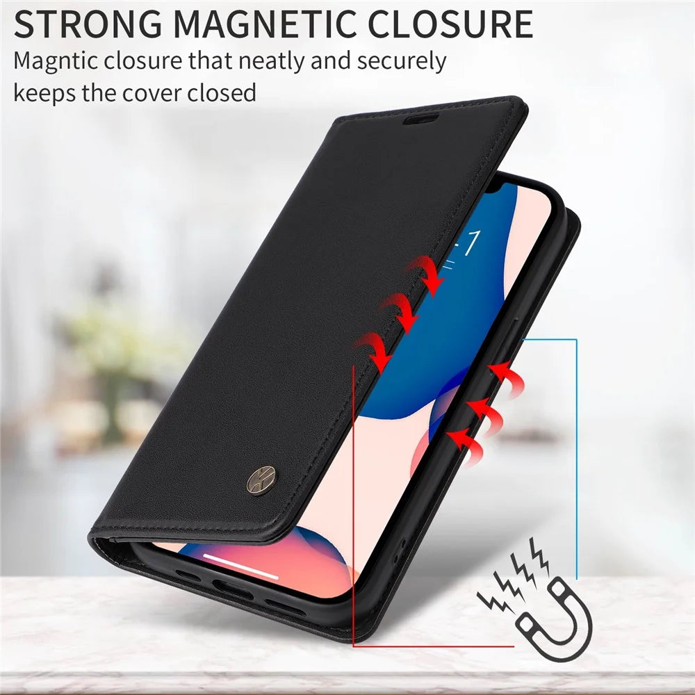 YIKATU YK- 001 for iPhone 6 / 7 / 8 4.7 inch / SE (2020) / (2022) Magnetic Auto Closing Leather Case Wallet Stand Anti-scratch Phone Cover - Black - 4