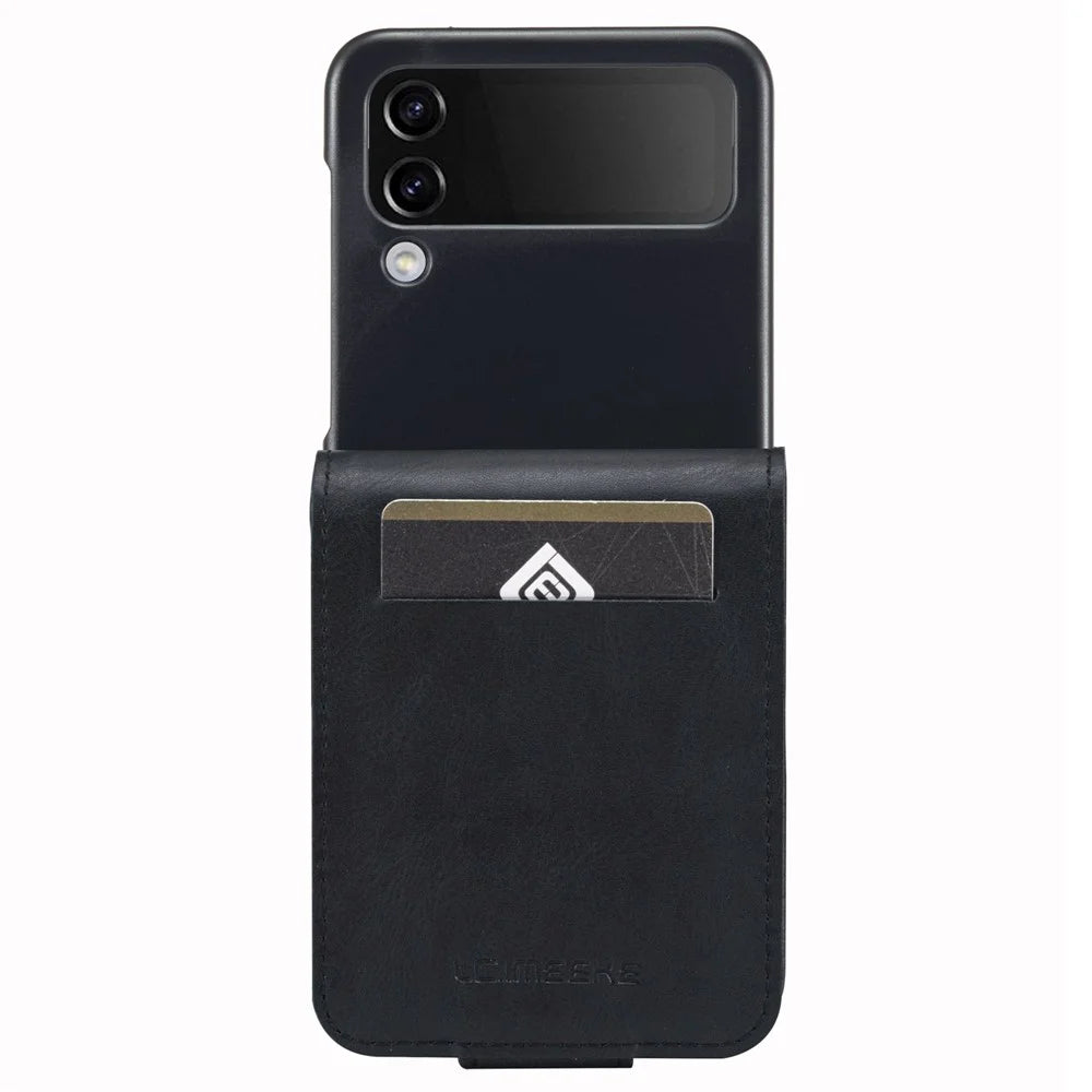LC.IMEEKE for Samsung Galaxy Z Flip3 5G PU Leather + PC Phone Case RFID Blocking Protective Cellphone Cover Card Holder - Black - 1